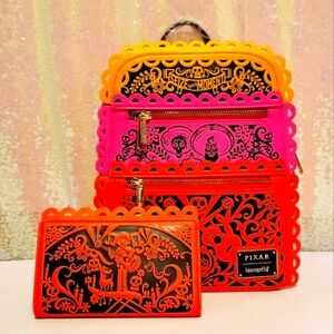 Loungefly Disney Pixar Coco Die Cut Party Flags Crossbody Bag and Wallet Set NWT